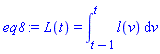 eq8 := L(t) = int(l(v), v = t-1 .. t)