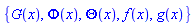 {G(x), Phi(x), Theta(x), f(x), g(x)}