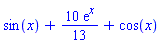 sin(x)+(10/13)*exp(x)+cos(x)