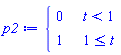 piecewise(t < 1, 0, 1 <= t, 1)