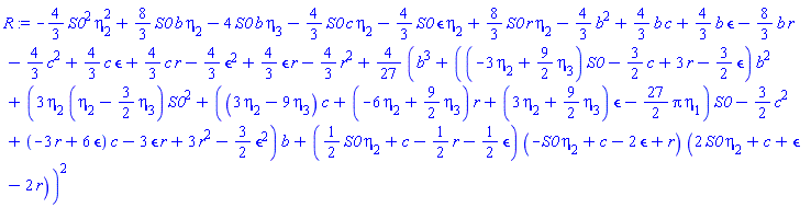 -(4/3)*S0^2*eta[2]^2+(8/3)*S0*b*eta[2]-4*S0*b*eta[3]-(4/3)*S0*c*eta[2]-(4/3)*S0*epsilon*eta[2]+(8/3)*S0*r*eta[2]-(4/3)*b^2+(4/3)*b*c+(4/3)*b*epsilon-(8/3)*b*r-(4/3)*c^2+(4/3)*c*epsilon+(4/3)*c*r-(4/3)*epsilon^2+(4/3)*epsilon*r-(4/3)*r^2+(4/27)*(b^3+((-3*eta[2]+(9/2)*eta[3])*S0-(3/2)*c+3*r-(3/2)*epsilon)*b^2+(3*eta[2]*(eta[2]-(3/2)*eta[3])*S0^2+((3*eta[2]-9*eta[3])*c+(-6*eta[2]+(9/2)*eta[3])*r+(3*eta[2]+(9/2)*eta[3])*epsilon-(27/2)*Pi*eta[1])*S0-(3/2)*c^2+(-3*r+6*epsilon)*c-3*epsilon*r+3*r^2-(3/2)*epsilon^2)*b+((1/2)*S0*eta[2]+c-(1/2)*r-(1/2)*epsilon)*(-S0*eta[2]+c-2*epsilon+r)*(2*S0*eta[2]+c+epsilon-2*r))^2