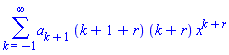 sum(a[k+1]*(k+1+r)*(k+r)*x^(k+r), k = -1 .. infinity)