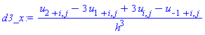 (u[2+i, j]-3*u[1+i, j]+3*u[i, j]-u[-1+i, j])/h^3