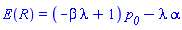 E(R) = (-beta*lambda+1)*p__0-lambda*alpha