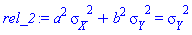 a^2*sigma__X^2+b^2*sigma__Y^2 = sigma__Y^2
