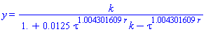 y = k/(1.+0.125e-1*tau^(1.004301609*r)*k-tau^(1.004301609*r))