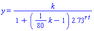 y = k/(1+((1/80)*k-1)*2.73^(r*t))