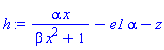 alpha*x/(beta*x^2+1)-e1*alpha-z