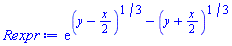 exp((y-(1/2)*x)^(1/3)-(y+(1/2)*x)^(1/3))