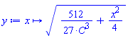 proc (x) options operator, arrow; sqrt((512/27)/C^3+(1/4)*x^2) end proc