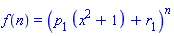 f(n) = (p[1]*(x^2+1)+r[1])^n