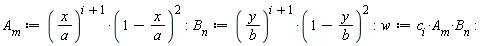 A[m] := (x/a)^(i+1)*(1-x/a)^2: