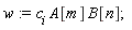 w := c[i]*A[m]*B[n];