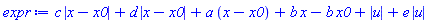 c*abs(x-x0)+d*abs(x-x0)+a*(x-x0)+b*x-b*x0+abs(u)+e*abs(u)