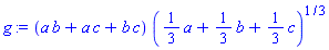 (a*b+a*c+b*c)*((1/3)*a+(1/3)*b+(1/3)*c)^(1/3)