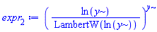 (ln(y)/LambertW(ln(y)))^y