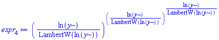 (ln(y)/LambertW(ln(y)))^((ln(y)/LambertW(ln(y)))^(ln(y)/LambertW(ln(y))))