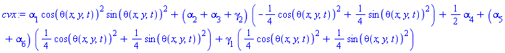 alpha[1]*cos(theta(x, y, t))^2*sin(theta(x, y, t))^2+(alpha[2]+alpha[3]+gamma[2])*(-(1/4)*cos(theta(x, y, t))^2+(1/4)*sin(theta(x, y, t))^2)+(1/2)*alpha[4]+(alpha[5]+alpha[6])*((1/4)*cos(theta(x, y, t))^2+(1/4)*sin(theta(x, y, t))^2)+gamma[1]*((1/4)*cos(theta(x, y, t))^2+(1/4)*sin(theta(x, y, t))^2)