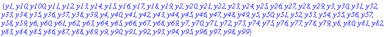 {y1, y10, y100, y11, y12, y13, y14, y15, y16, y17, y18, y19, y2, y20, y21, y22, y23, y24, y25, y26, y27, y28, y29, y3, y30, y31, y32, y33, y34, y35, y36, y37, y38, y39, y4, y40, y41, y42, y43, y44, y45, y46, y47, y48, y49, y5, y50, y51, y52, y53, y54, y55, y56, y57, y58, y59, y6, y60, y61, y62, y63, y64, y65, y66, y67, y68, y69, y7, y70, y71, y72, y73, y74, y75, y76, y77, y78, y79, y8, y80, y81, y82, y83, y84, y85, y86, y87, y88, y89, y9, y90, y91, y92, y93, y94, y95, y96, y97, y98, y99}