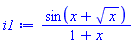 sin(x+x^(1/2))/(1+x)