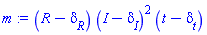 (R-delta__R)*(I-delta__I)^2*(t-delta__t)