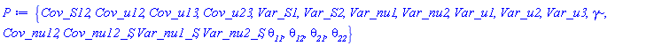 {Cov_S12, Cov_u12, Cov_u13, Cov_u23, Var_S1, Var_S2, Var_nu1, Var_nu2, Var_u1, Var_u2, Var_u3, gamma, Cov_nu12, Cov_nu12_S, Var_nu1_S, Var_nu2_S, theta__11, theta__12, theta__21, theta__22}