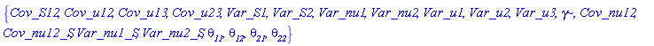 {Cov_S12, Cov_u12, Cov_u13, Cov_u23, Var_S1, Var_S2, Var_nu1, Var_nu2, Var_u1, Var_u2, Var_u3, gamma, Cov_nu12, Cov_nu12_S, Var_nu1_S, Var_nu2_S, theta__11, theta__12, theta__21, theta__22}