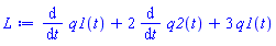 diff(q1(t), t)+2*(diff(q2(t), t))+3*q1(t)