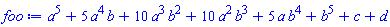 a^5+5*a^4*b+10*a^3*b^2+10*a^2*b^3+5*a*b^4+b^5+c+d
