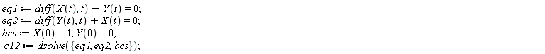 eq1 := diff(X(t), t)-Y(t) = 0;