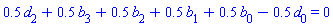 .5*d[2]+.5*b[3]+.5*b[2]+.5*b[1]+.5*b[0]-.5*d[0] = 0