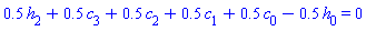 .5*h[2]+.5*c[3]+.5*c[2]+.5*c[1]+.5*c[0]-.5*h[0] = 0