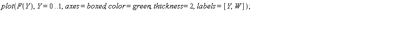 plot(F(Y), Y = 0 .. 1, axes = boxed, color = green, thickness = 2, labels = [Y, W]);