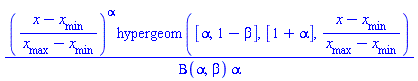 ((x-x__min)/(x__max-x__min))^alpha*hypergeom([alpha, 1-beta], [1+alpha], (x-x__min)/(x__max-x__min))/(Beta(alpha, beta)*alpha)
