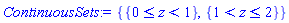 {{And(0 <= z, z < 1)}, {And(1 < z, z <= 2)}}