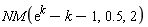NM(exp(k)-k-1, .5, 2)