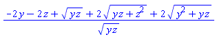 (-2*y-2*z+(y*z)^(1/2)+2*(y*z+z^2)^(1/2)+2*(y^2+y*z)^(1/2))/(y*z)^(1/2)