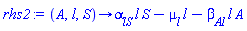 proc (A, l, S) options operator, arrow; alpha__lS*l*S-mu__l*l-beta__Al*l*A end proc