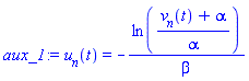 u[n](t) = -ln((v[n](t)+alpha)/alpha)/beta