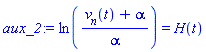 ln((v[n](t)+alpha)/alpha) = H(t)