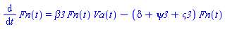 diff(Fn(t), t) = beta3*Fn(t)*Va(t)-(delta+psi3+varsigma3)*Fn(t)