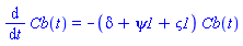 diff(Cb(t), t) = -(delta+psi1+varsigma1)*Cb(t)