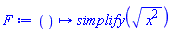 proc () options operator, arrow; simplify(sqrt(x^2)) end proc