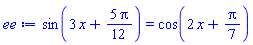 sin(3*x+(5/12)*Pi) = cos(2*x+(1/7)*Pi)
