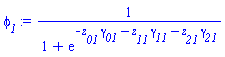 `#msub(mi("&phi;",fontstyle = "normal"),mi("1"))` := 1/(1+exp(-`#msub(mi("z"),mi("01"))`*`#msub(mi("&gamma;",fontstyle = "normal"),mi("01"))`-`#msub(mi("z"),mi("11"))`*`#msub(mi("&gamma;",fontstyle = "normal"),mi("11"))`-`#msub(mi("z"),mi("21"))`*`#msub(mi("&gamma;",fontstyle = "normal"),mi("21"))`))