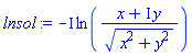 -I*ln((x+I*y)/(x^2+y^2)^(1/2))