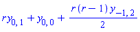 r*y[0, 1]+y[0, 0]+(1/2)*r*(r-1)*y[-1, 2]