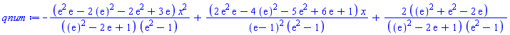 -(exp(2)*exp(1)-2*(exp(1))^2-2*exp(2)+3*exp(1))*x^2/(((exp(1))^2-2*exp(1)+1)*(exp(2)-1))+(2*exp(2)*exp(1)-4*(exp(1))^2-5*exp(2)+6*exp(1)+1)*x/((exp(1)-1)^2*(exp(2)-1))+2*((exp(1))^2+exp(2)-2*exp(1))/(((exp(1))^2-2*exp(1)+1)*(exp(2)-1))