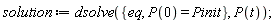 solution := dsolve({eq, P(0) = Pinit}, P(t));