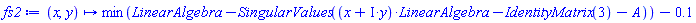 proc (x, y) options operator, arrow; min(LinearAlgebra:-SingularValues((x+I*y)*LinearAlgebra:-IdentityMatrix(3)-A))-.1 end proc